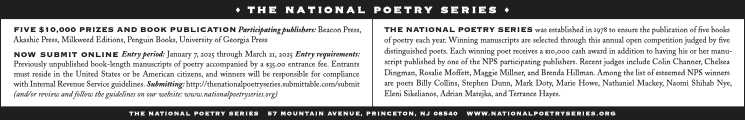 Submit to The National Poetry Series for the chance to win $10,000 and publication!