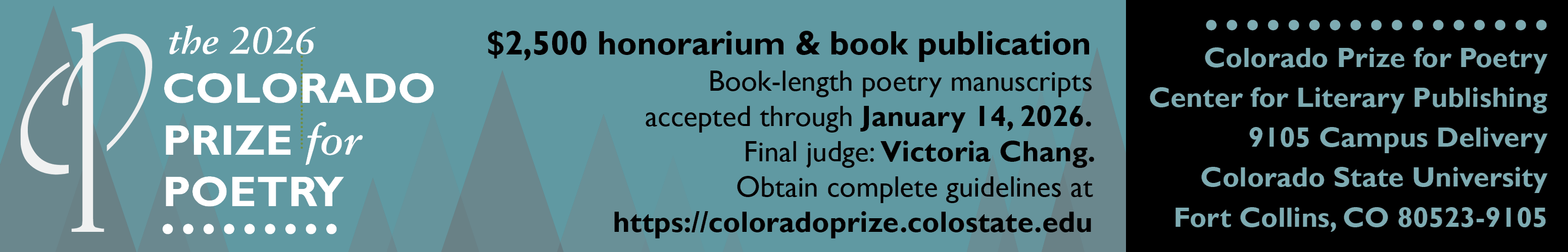 Enter the 2026 Colorado Prize for Poetry today!